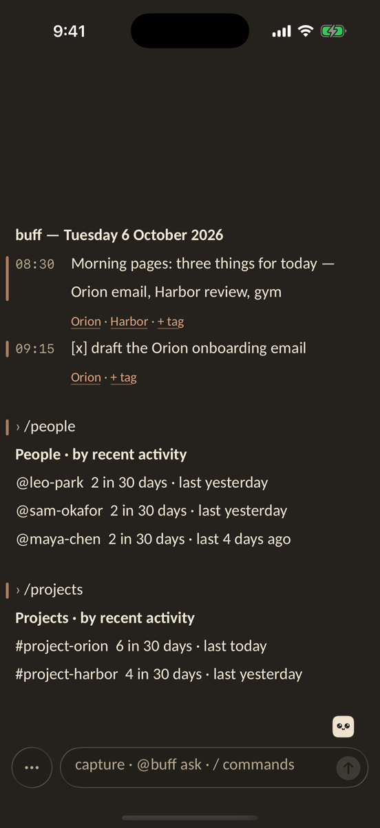 People and projects at a glance, beige in dark mode